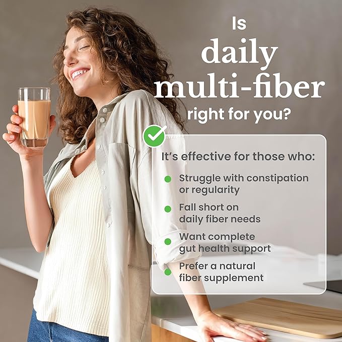 nbpure Daily Fiber Powder Blend for Digestive Health Cholesterol Support Healthy Weight Management - with Prebiotic Insoluble Soluble Fiber + 4 Probiotic Strains Savory Mocha Gusset 45 Servings