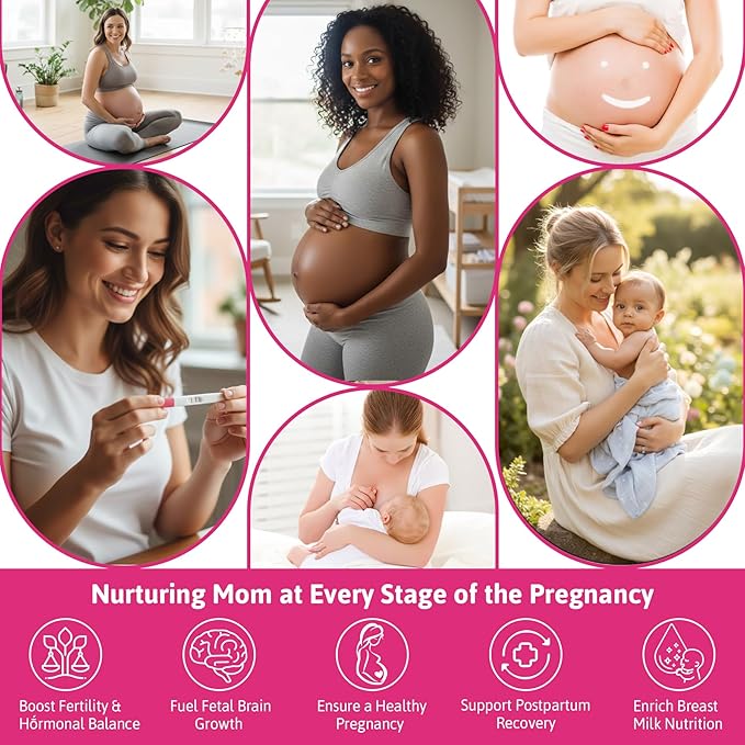 Prenatal Vitamin for Womem 37-In-1 Multivitamin Gummies w/Omega-3 DHA Methylfolate Choline Iron Vitamin B12 B6 D3 C Postnatal Vitamins Support Mom &amp Baby | Before During &amp After Pregnan