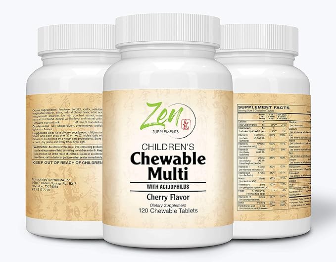 Children's Chewable Multivitamin - Best Kids Vitamins Cherry Flavor Daily Multivitamin with Essential Vitamins Minerals Probiotics - Truly All-in-ONE Solution for Overall Health - 120 Chew Tabs