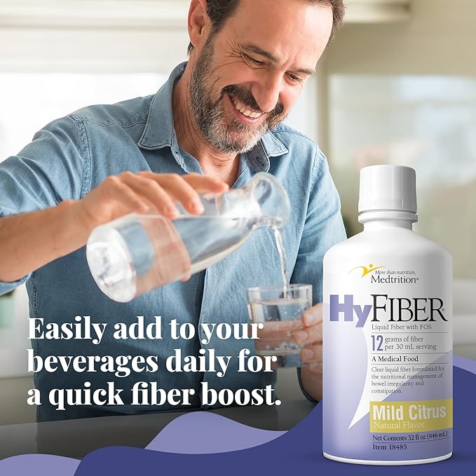Medtrition HyFiber Daily Liquid Fiber for Regularity and Soft Stools 12 Grams Soluble Fiber 32 fl oz 1 Bottle