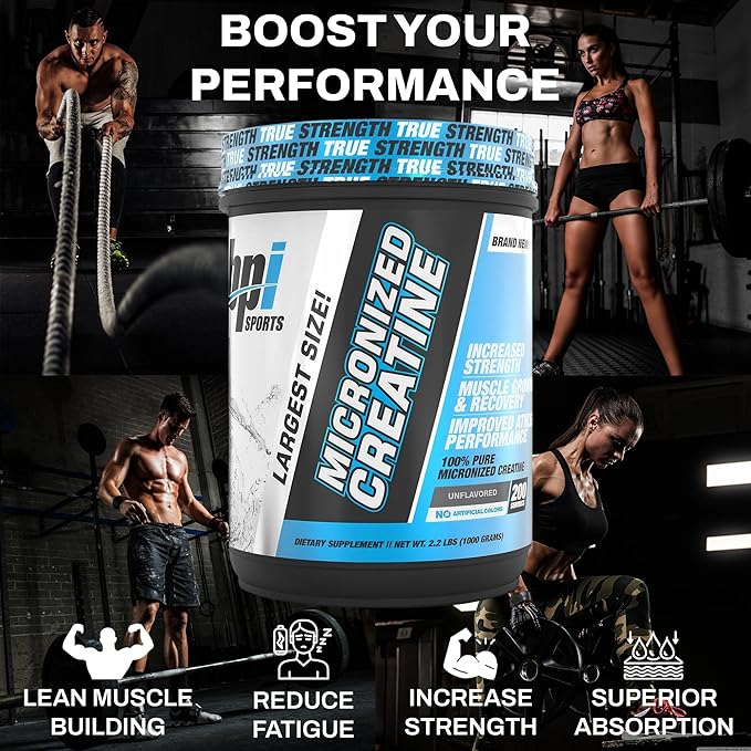 BPI Sports Micronized Creatine – Boost Strength Reduce Fatigue – Lean Muscle Support with Creatine Monohydrate – Unflavored Powder for Recovery Endurance and Performance (200 Servings)