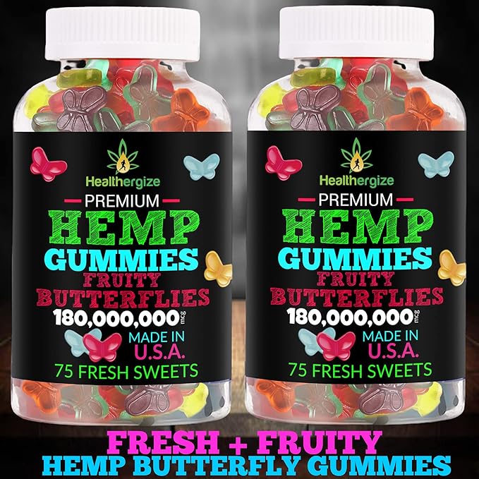 2PACK Hemp Gummies Butterflies-for Sleep Calm and Peace-Natural Hemp Party Hemp Gummy Edibles-Made in USA