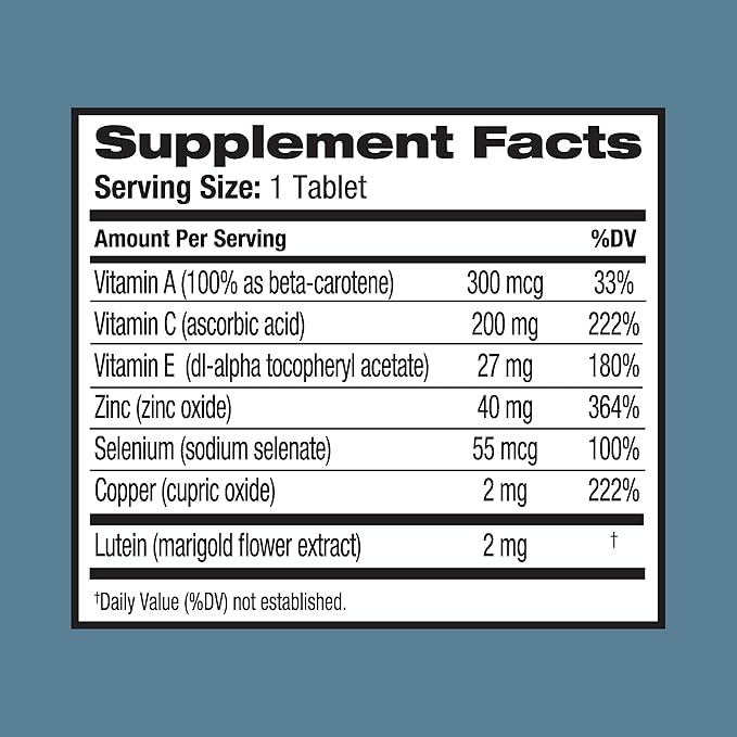 Bausch + Lomb Ocuvite Eye Vitamin &amp Mineral Supplement Contains Zinc Vitamins A C E &amp Lutein 60 Tablets (Pack of 2)