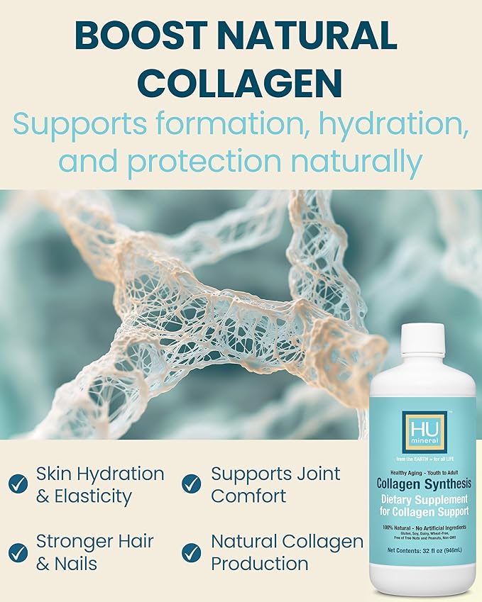 Collagen Synthesis – Plant-Based Liquid Collagen for Women &amp Men of All Ages Youth to Adult - with Hyaluronic Acid Biotin &amp Vitamin C – Supports Joint Skin Hair &amp Nail Strength – 32 oz