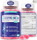 2 Pack - Nicotinamide 500mg Gummies NAD+ Supplement for Women &amp Men w/ Collagen Peptides (Flush Free Niacin) Vitamin B3 Niacinamide for Anti-Aging NAD+ Levels Longevity Focus &amp Brain Sug