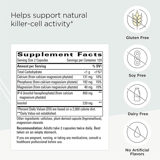 Integrative Therapeutics Cellular Forte - Inositol Supplement for Immune System &amp Cell Health Support* - Contains IP-6 - Vegan Gluten-Free &amp Dairy-Free - 120 Capsules (60 Servings)