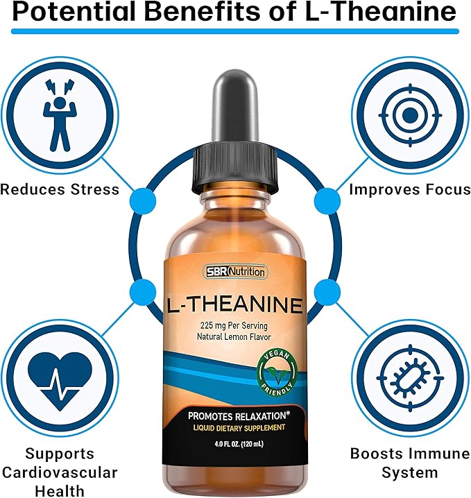 SBR Nutrition D3+K2 and L-Theanine Bundle Vitamin D3K2 (MK7) Liquid Drops Peppermint 1oz | L theanine 225mg Liquid Drops 2oz | for Adults &amp Kids | Non-GMO Gluten Free