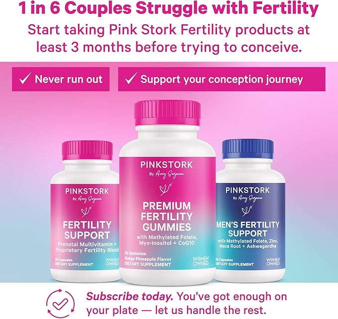 Pink Stork Magnesium Glycinate + Fertility Support Bundle Magnesium Supplement for Women Prenatal Vitamin for Conception