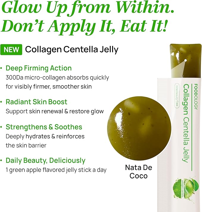 FOODOLOGY Bowel Movement Jelly &amp Collagen Jelly Set Dietary Fiber Supplement for Boosting Metabolism Gut Heath and Skin Hydration Collagen Centella Asiatica Garcinia Cambogia