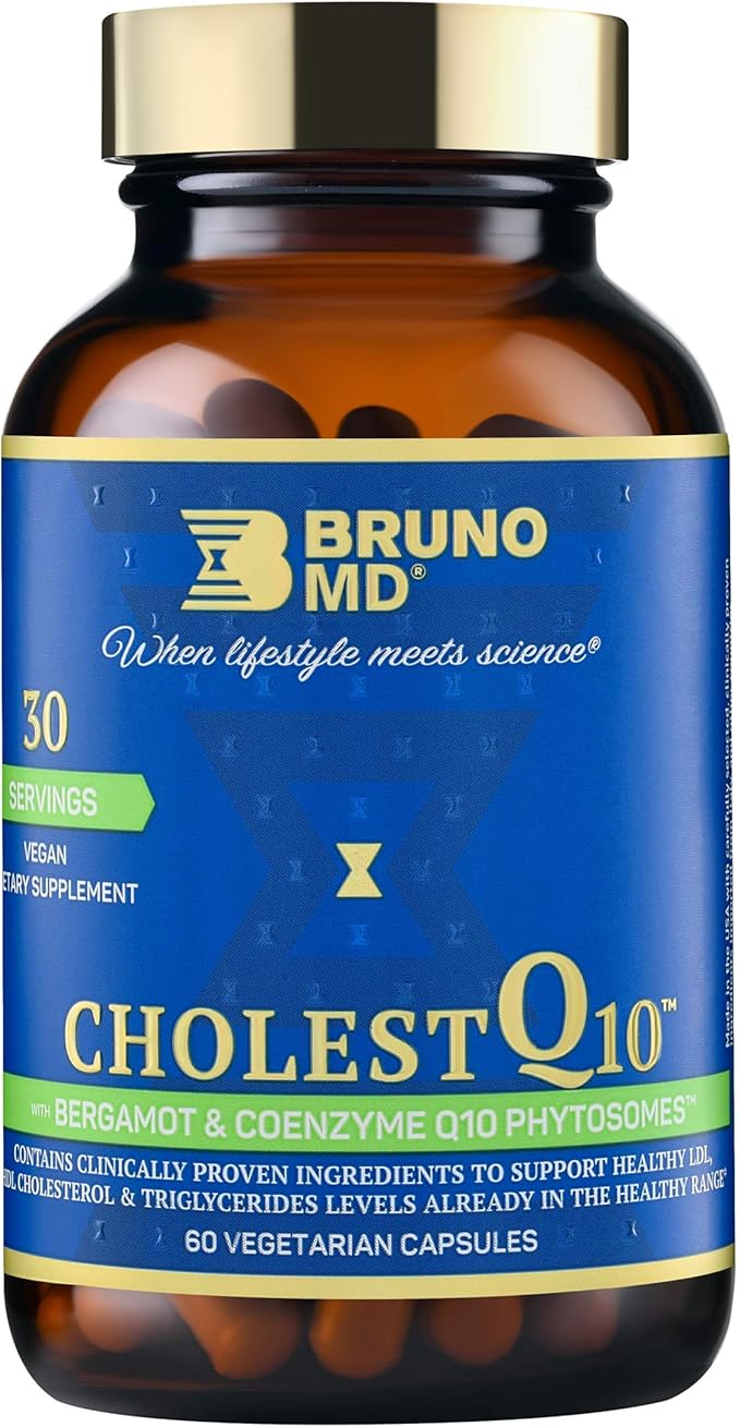 CholestQ10 Supplement Supports HDL Cholesterol &amp Triglyceride Levels already within the normal range with Curcumin Clinically Proven Ingredients Natural Cynara Cardunculus 60 Capsules