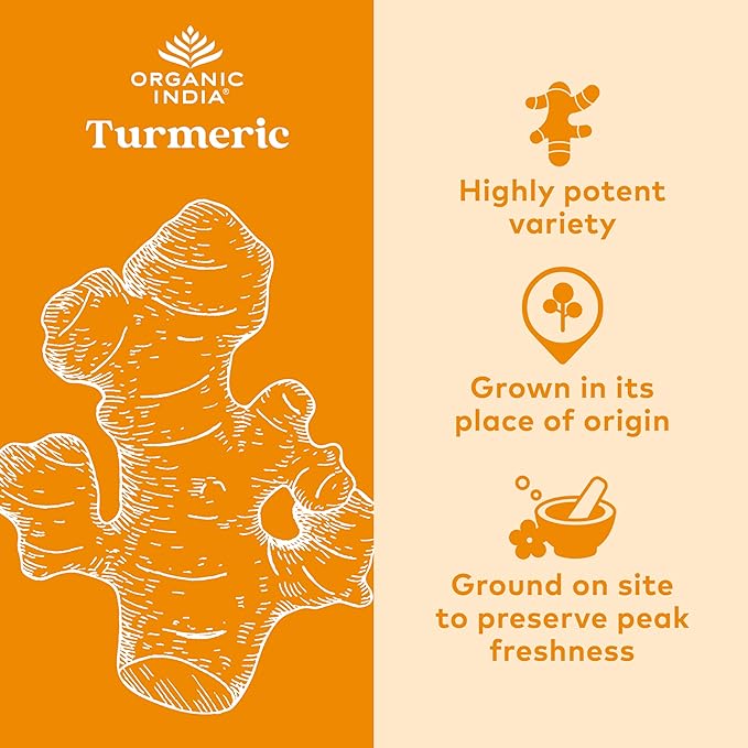 ORGANIC INDIA Turmeric Curcumin Herbal Supplement - Joint Mobility &amp Immune System Support Healthy Inflammatory Response Whole Root Supplement Organic Trikatu USDA Certified Organic - 90 Capsu