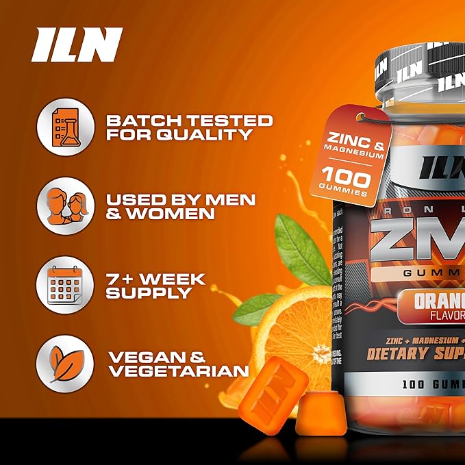 Iron Labs ZM6 Gummies – High Strength Zinc Magnesium Gummies for Men &amp Women (100 Count Orange Flavor Vegan) – Magnesium Citrate and Zinc Citrate Supplements with Vitamin B6 and D3