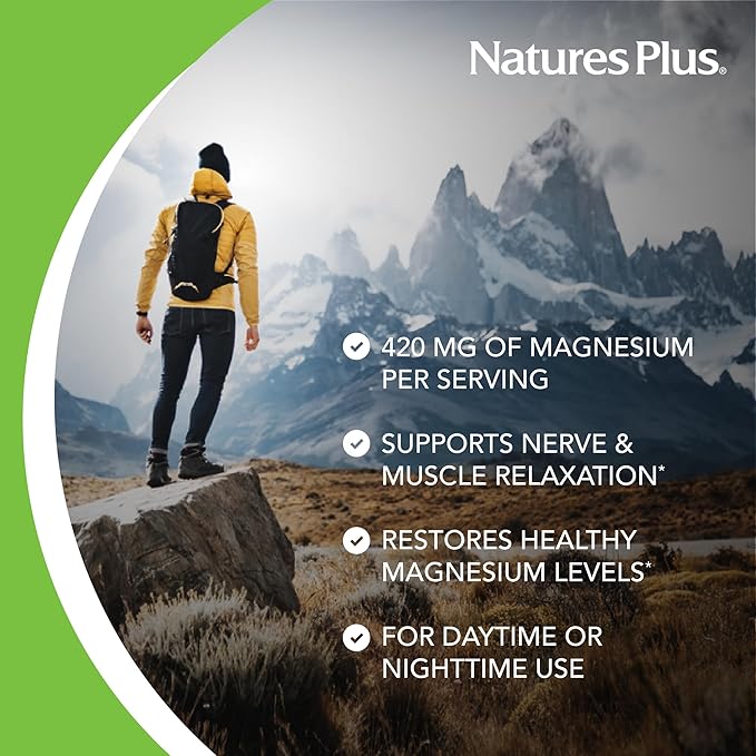 NaturesPlus KalmAssure Magnesium Powder - 1.15 lb - Orange Flavor - Supports Nerve and Muscle Relaxation - Non-GMO Gluten Free Vegan - 60 Servings