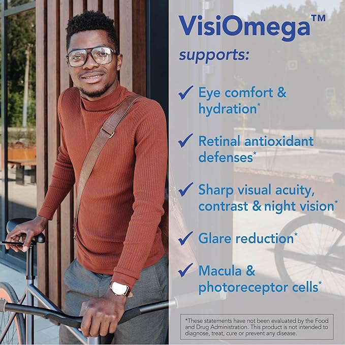 Patient One VisiOmega | Supports Eye Health* | AREDS 2 Vitamin Mineral and Antioxidant Supplement Plus Omega 3 Fish Oil and More | 120 Capsules