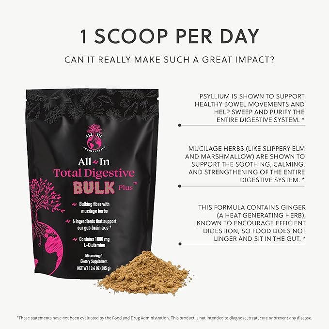 All In Nutritionals Total Digestive Bulk Powder-55 Servings Per Pouch! A Unique and Beneficial Digestive Support Formula.