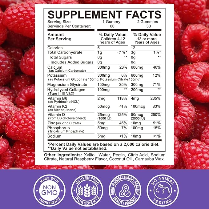 Iron Gummies Supplement for Adults &amp Kids | Calcium Potassium Magnesium Gummies | Bundle