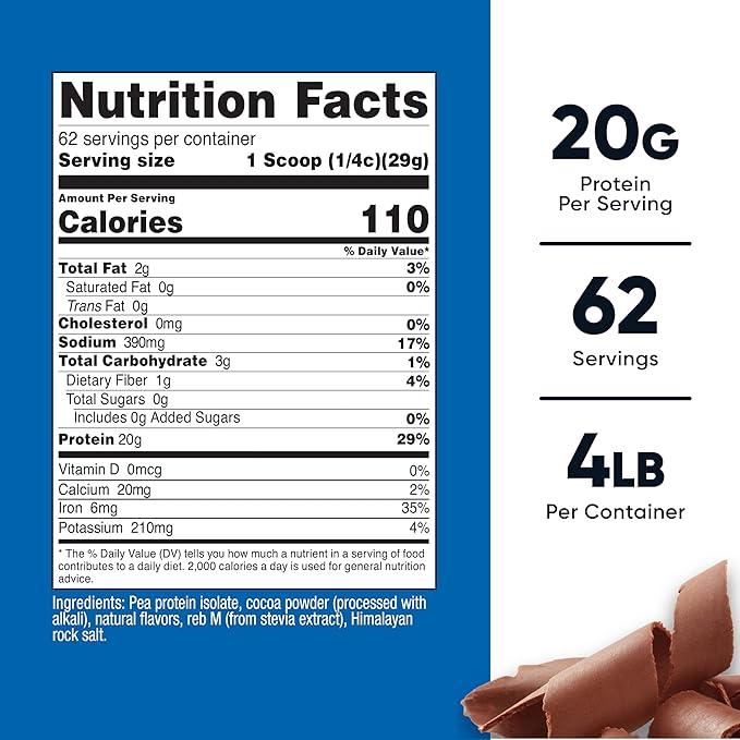 Nutricost Pea Protein Powder (4 LBS) Chocolate - 20g of Vegan Pea Protein Isolate GMO-Free Gluten-Free 62 Servings
