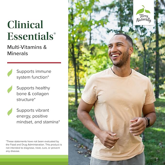 Terry Naturally Clinical Essentials - Supplement to Aid Bone Cardiovascular &amp Immune Health - Supplement with Chelated Minerals - Supplement with B-Vitamins &amp Vitamin C - 60 Tablets (Pack of