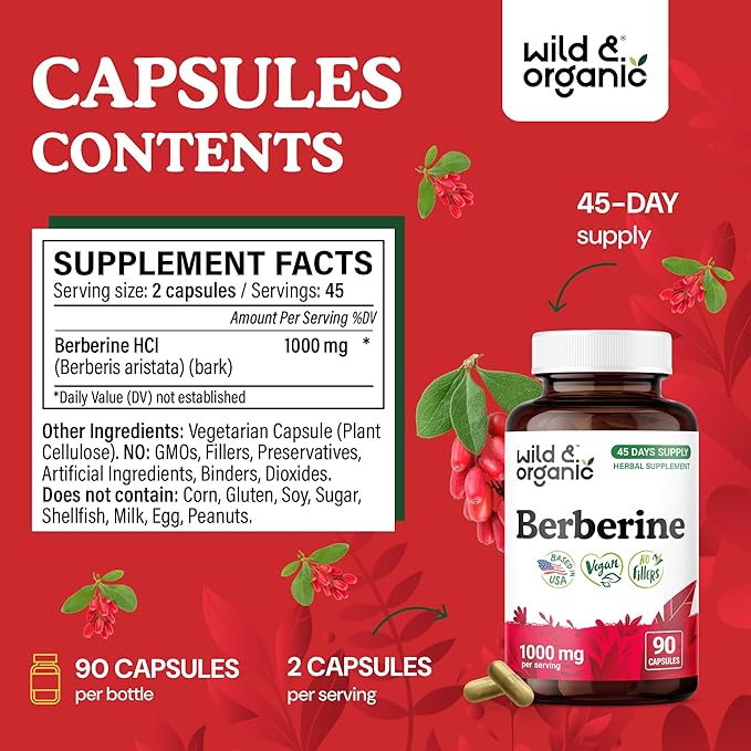 Wild &amp Organic Inulin 90 Capsules &amp Berberine 90 Capsules