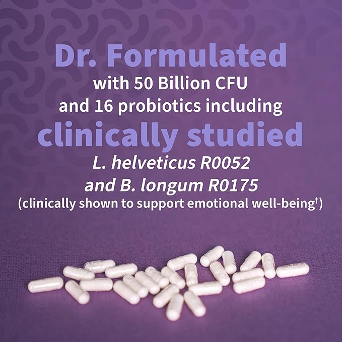 Garden of Life Probiotics Mood+ Dr Formulated Acidophilus Probiotic Supplement - Promotes Emotional Well-Being Relaxation and Digestive Balance - Ashwagandha for Stress Management 60 Veggie Caps