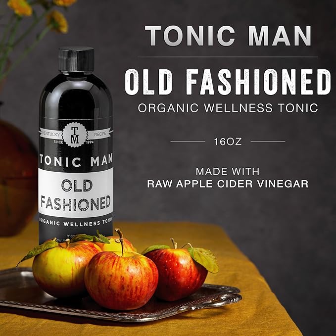 Tonic Man Old Fashioned Organic Wellness Herbal Tonic Made with Raw Apple Cider Vinegar Organic Herbs and Spices Energize Body | Immunity Booster Non-GMO 16oz Bottle (Pack of 2)