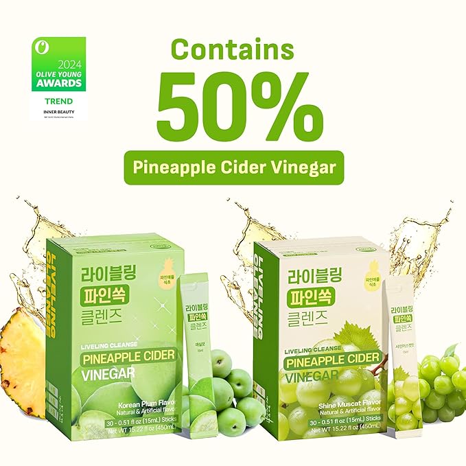 [Liveling] Apple&ampPineapple Cider Vinegar quad pack Natural Cleanse with Premium Nutritional Ingredients pH balance Zero Sugar Easy cut &amp Easy Mix (120 Sticks)