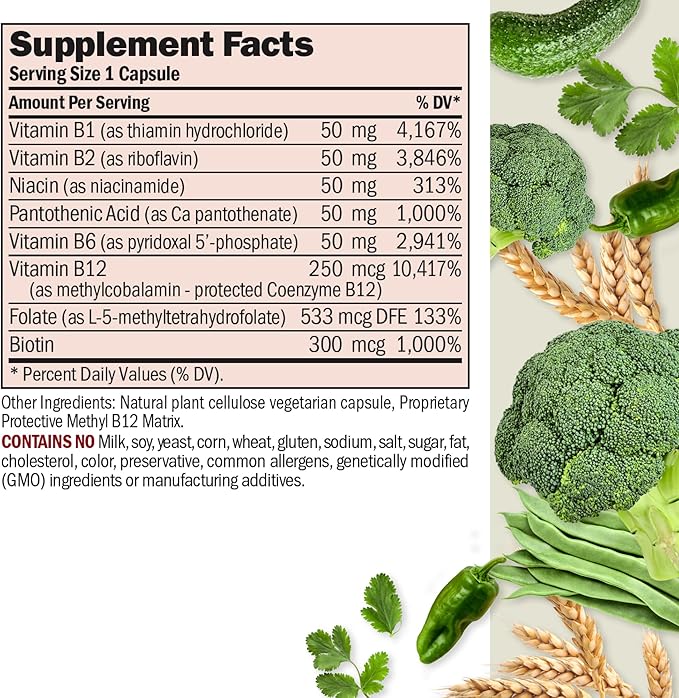 ANDREW LESSMAN High Potency B-Complex 360 Capsules - with High Levels of Folate Complex and Biotin Promotes Cellular Growth Energy Immune Function Detoxification Fat Metabolism and More