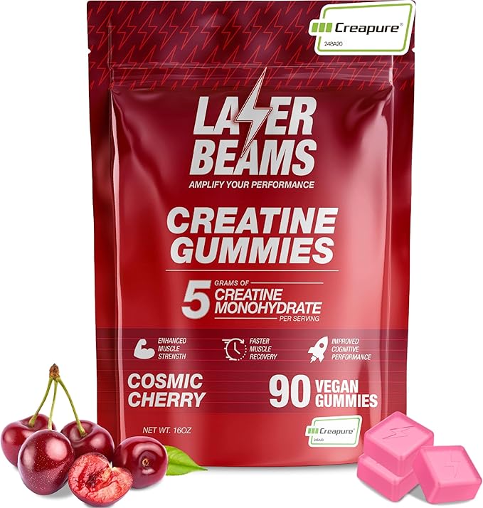 Creatine Monohydrate Gummies for Women &amp Men - 5g Creapure Creatine per Serving - Vegan Cosmic Cherry Flavor - Boost Muscle Strength Endurance Recovery &amp Mental Focus (90 Gummies)