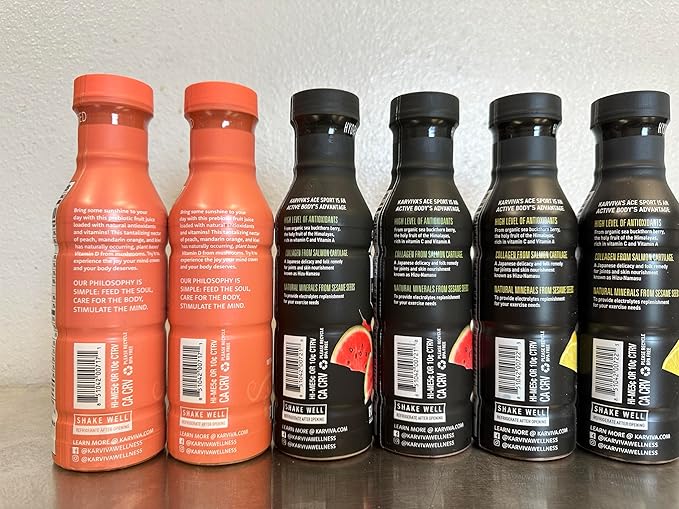 KARVIVA Immunity &amp Collagen Boost Juice Organic Wellness Juices with Prebiotics Collagen Natural Electrolyte Antioxidants Low-Sugar &amp Gluten Free 6 Bottles 12 oz