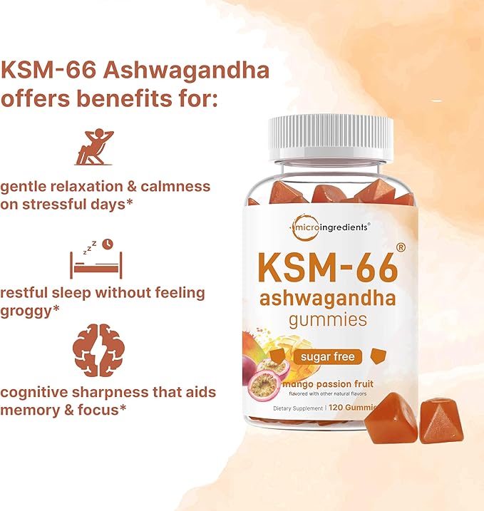Micro Ingredients Pure Methylated B Complex Capsules &amp KSM-66 Ashwagandha Gummies 300mg | 2 Pack Bundle | B Vitamins + B12 Thiamin Folate Inositol &amp Choline | Sugar Free Mango Passion Frui