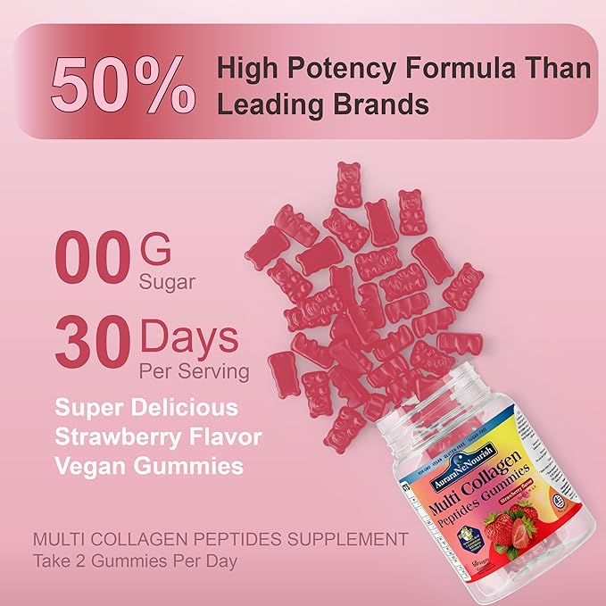 2 Pack Multi Collagen Peptides Gummies + Moringa Gummies Vegan Non GMO Sugar Free