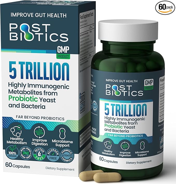 NAVEH PHARMA Adult Postbiotics Capsules for Women and Men | Postbiotics for Gut Health with 200X Ingredients Than Probiotic and Prebiotic | Supports Immunity Digestion Microbiome &amp Metabolism