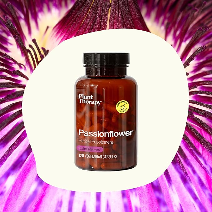 Plant Therapy Passion Flower Capsules Manufactured in USA Calms Nerves Supports Sleep Great Way to Wind Down Supplements for Women &amp Men 120 Count Vegetarian Capsule