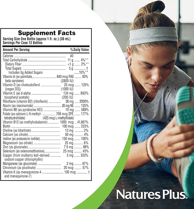 NaturesPlus Source of Life GOLD Liquid Multi Shot - 1 fl oz Case of 12 - Tropical Fruit Flavor - Provides Nutrients from 100+ Fruits and Vegetables - 12 Servings
