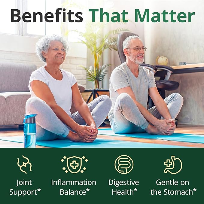 Boswellia Serrata Turmeric Supplement for Joint Support &amp Inflammation Balance – Turmeric Boswellia Supplement with Ginger &amp Black Pepper Extract for Enhanced Absorption – Non-GMO - 60 Capsule