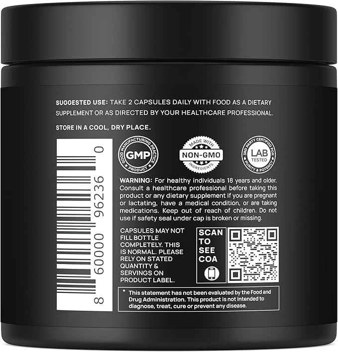 40x Strength Organic Black Maca Root w. Ashwagandha - #1 Highest Potency Black Maca Root Capsules for Men Supplement 40:1 Extract - 100% Pure Maca Peruana Gelatinized Maca Root Powder Pills