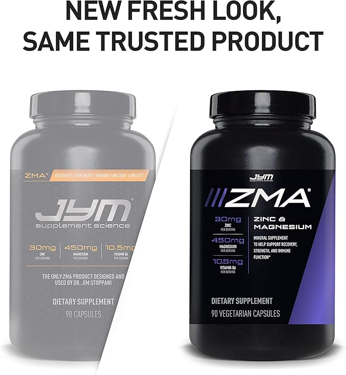 ZMA JYM Zinc &amp Magnesium Supplement - Zinc Magnesium and Vitamin B6 YM Supplement Science 90 Vegetarian Capsules