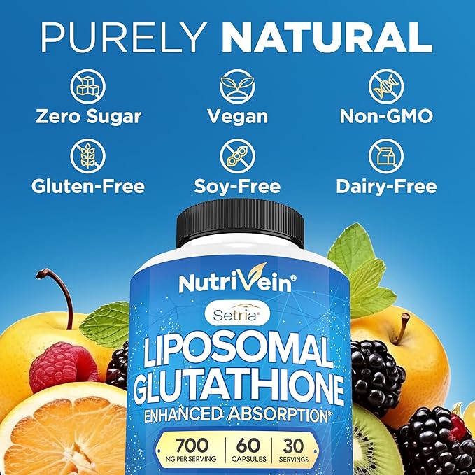 Nutrivein Premium Zinc Picolinate Zinc Gluconate &amp Liposomal Glutathione Supplement Bundle: Glutathione Liposomal Supplement &amp Zinc Supplements for Men &amp Women - Immunity Digestion Det