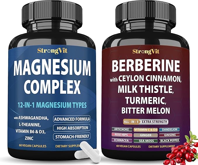 Magnesium Complex &amp Berberine Supplement Bundle (120 Capsules)