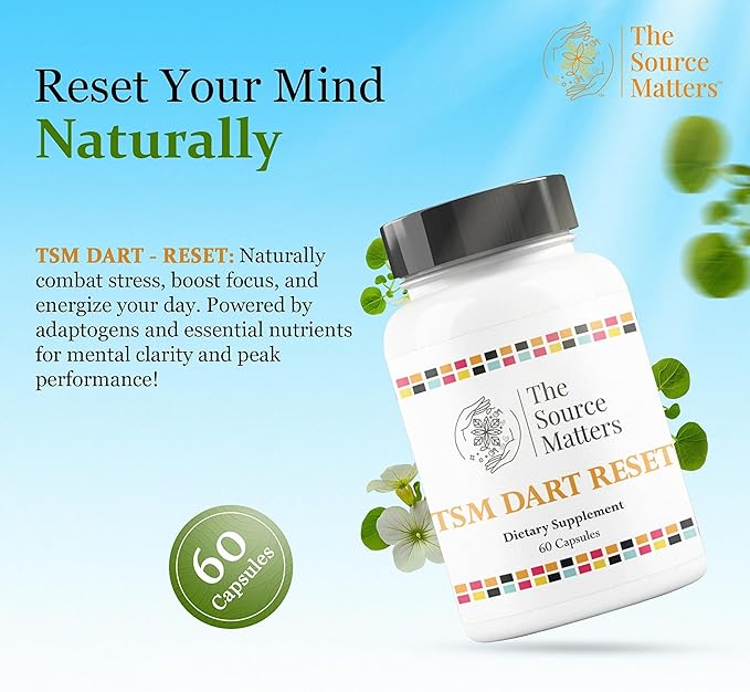 Dart Reset Dietary Supplement | Cognitive and Stress Response Formula with L-Theanine Bacopa Rhodiola and Ashwagandha for Cortisol Balance and Brain Health (60 Capsules)