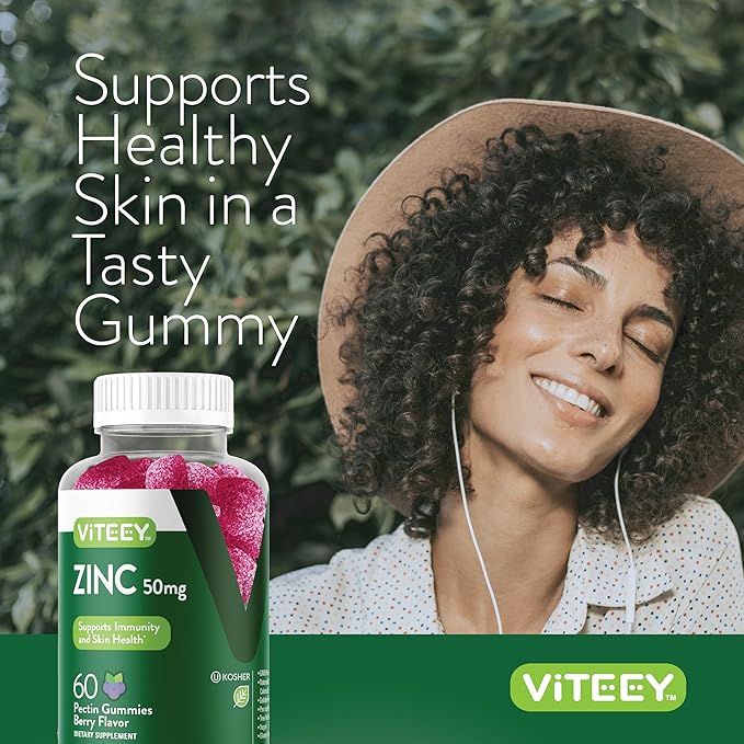 VITEEY Zinc Gummies for Men and Women - Zinc Supplements 50mg - Immune Boost &amp Skin Health - Vegan Gluten Free - 120 Count
