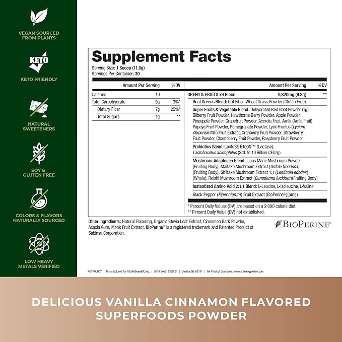 Nutrology TRIPACT Protein Powder 7-in-1 Meal Replacement Shake Superberry (40 Servings) Greens &amp Fruits Powder-Naturally Sourced Superfood Vanilla Cinnamon (30 Servings)