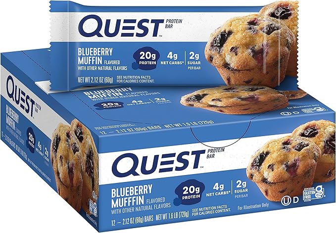 Quest Nutrition Birthday Cake Protein Bars High Protein Low Carb Gluten Free Keto Friendly 12 Count &amp Blueberry Muffin Protein Bars High Protein Low Carb Gluten Free Keto Friendly 12 Cou
