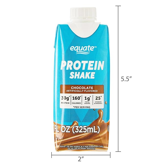 Equate Easy-to-drink shakes Meal Replacement 30g Protein Low Sugar Gluten Free Lactose Free Nutritional Shake Ready to Drink for Workout Recovery and Muscle Gain 11 oz