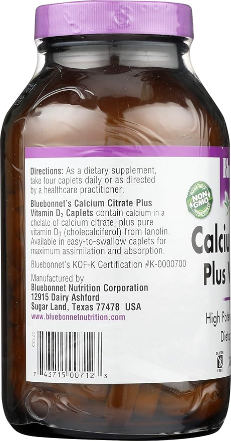 Bluebonnet Nutrition Calcium Citrate Vitamin D3 180 Caps