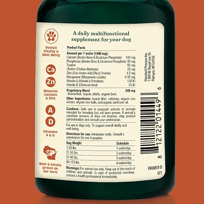 Spirited Paw Health + Vitality - Joint Health &amp Immune System Support - Healthy Heart &amp Coat Support - Multivitamin Pet Wellness Supplement - Liver-Flavored Dog Chews - 90 Chewable Wafers