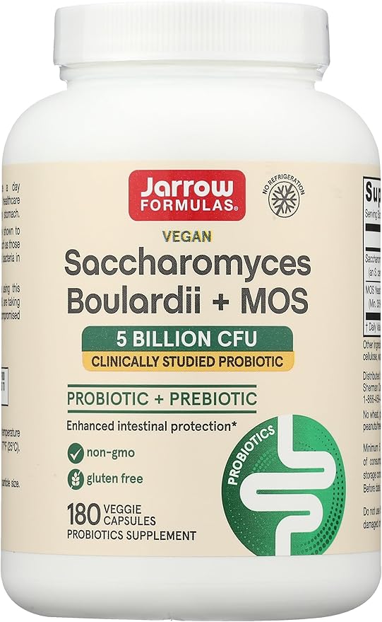 Jarrow Formulas Saccharomyces Boulardii Probiotics + MOS 5 Billion CFU Probiotic Yeast Formulas Lactoferrin 250 mg - Immune-Supporting Glycoprotein