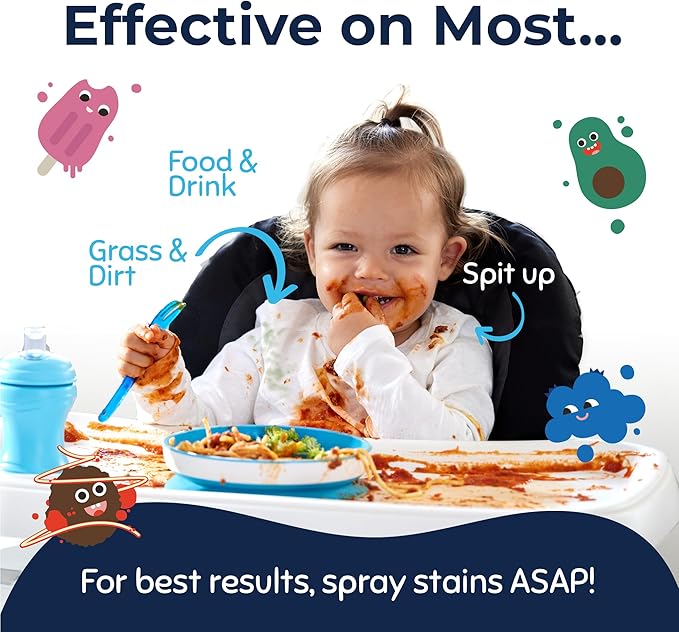 Miss Mouth’s Messy Eater Stain Treater Refill Ready Kit - 2 Pack Stain Remover Spray and 16oz Refill Pouch - Newborn &amp Baby Essentials - Food Grease Coffee Off Laundry Underwear Fabric