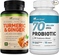 Nature's Base Turmeric &amp Ginger 60 ct + Probiotics 70 Billion CFU 30 ct