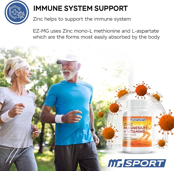 High Absorption Zinc and Magnesium (60 Count) Bundle - Magnesium for Leg Cramps and Sore Muscles Relief - Zinc for Immune Support and Recovery - with Vitamin B6 D and E